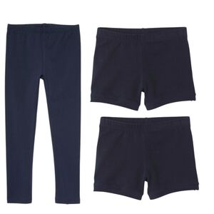 3pc The Children's Place Navy Leggings and Cartwheel Shorts Set, Sz L